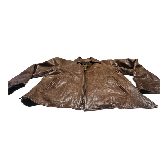 Marc New York Andrew Marc Distressed Leather BROWN Jacket Mens‎ LARGE Biker - Picture 4 of 16